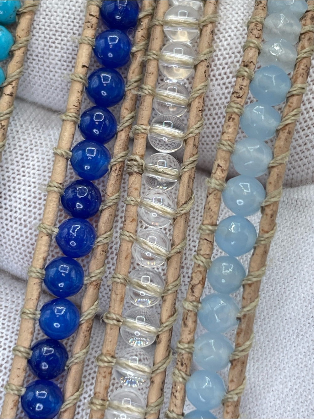 Victoria Emerson Blue Turquoise Beaded 5 Wrap Bracelet Boho Adjustable - Picture 6 of 7